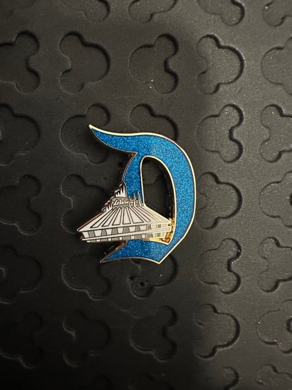 Disney Disneyland 70th Anniv Key to Disneyland D Pin Space Mountain Blue Glitter
